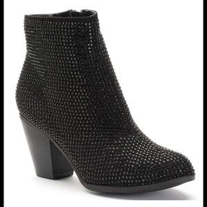 Juicy Couture Women's Black Rhinestone Ankle Boots. AVORA Booties Size 6.5